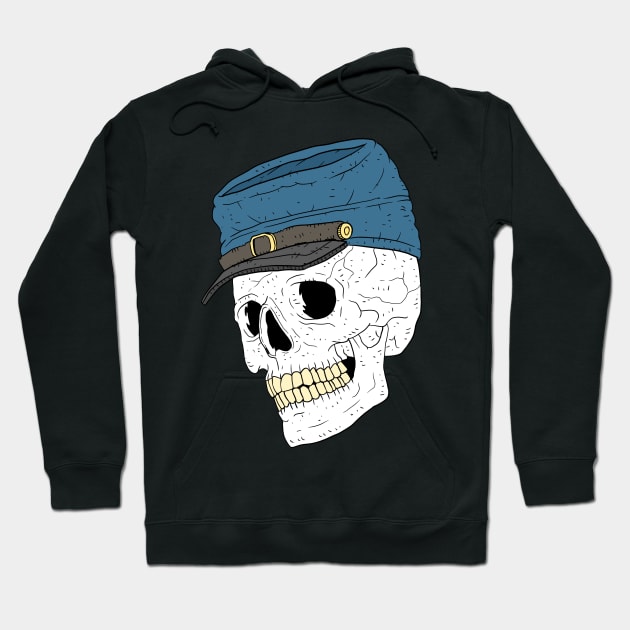 skull with a blue civil war cap. Hoodie by JJadx